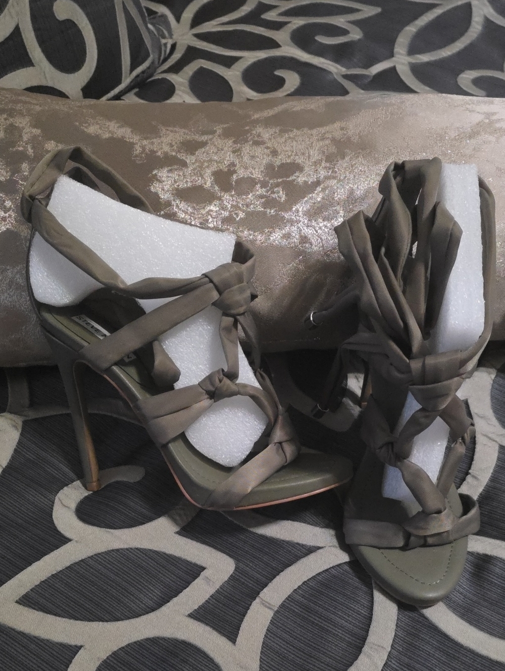 Olive Green Strappy High Heel Sandals - Women